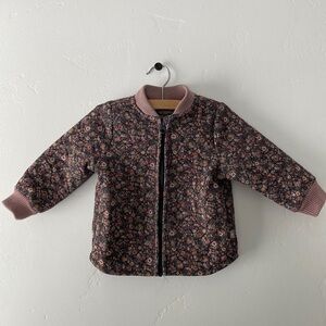 Wheat quilted floral toddler girls lightweight puffer jacket 12M